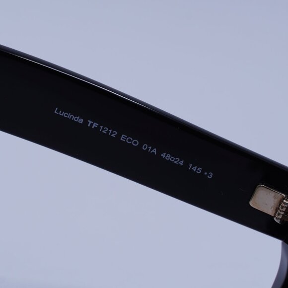 Tom Ford FT1212 01A Lucinda Sunglasses Shiny Black Square Frame, Smoke Lenses - Picture 5 of 9